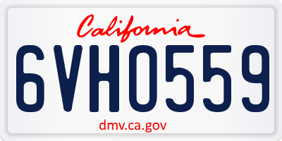 CA license plate 6VHO559