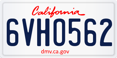 CA license plate 6VHO562