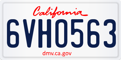 CA license plate 6VHO563