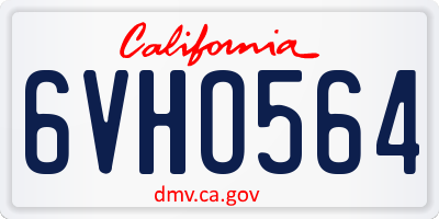 CA license plate 6VHO564