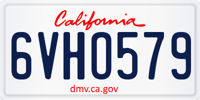 CA license plate 6VHO579