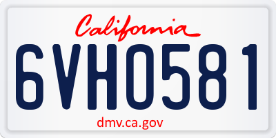CA license plate 6VHO581