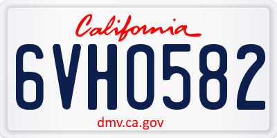 CA license plate 6VHO582