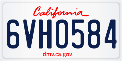 CA license plate 6VHO584