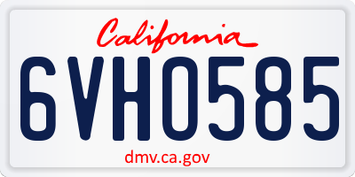 CA license plate 6VHO585