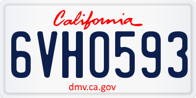 CA license plate 6VHO593