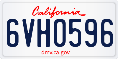 CA license plate 6VHO596