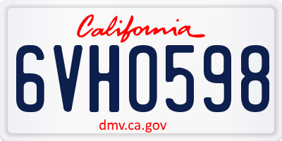 CA license plate 6VHO598