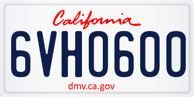 CA license plate 6VHO600