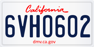 CA license plate 6VHO602