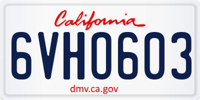 CA license plate 6VHO603