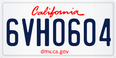 CA license plate 6VHO604