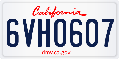 CA license plate 6VHO607