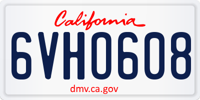 CA license plate 6VHO608