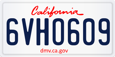 CA license plate 6VHO609