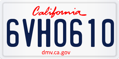 CA license plate 6VHO610