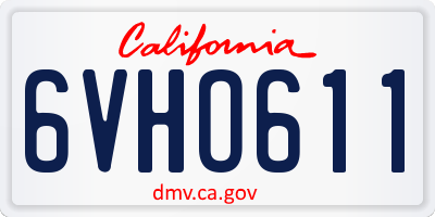 CA license plate 6VHO611