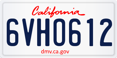 CA license plate 6VHO612
