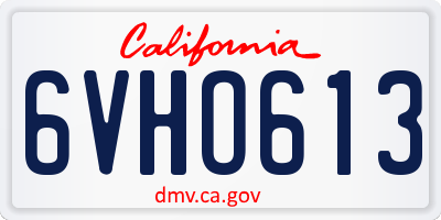 CA license plate 6VHO613