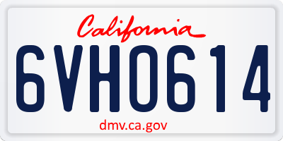 CA license plate 6VHO614