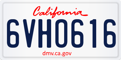CA license plate 6VHO616