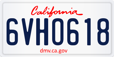 CA license plate 6VHO618
