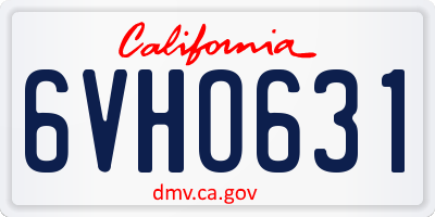 CA license plate 6VHO631