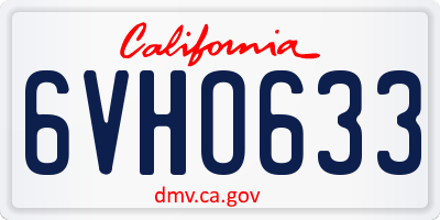 CA license plate 6VHO633