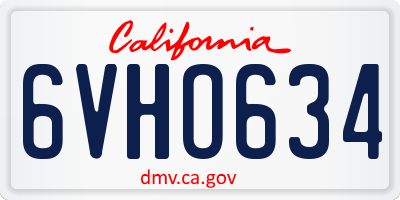 CA license plate 6VHO634