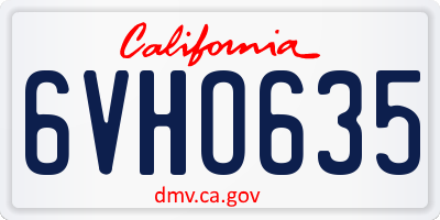 CA license plate 6VHO635