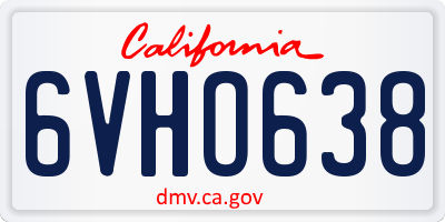 CA license plate 6VHO638