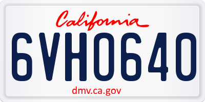 CA license plate 6VHO640