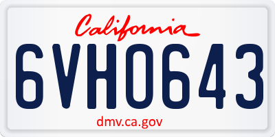 CA license plate 6VHO643