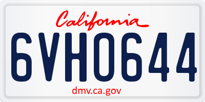 CA license plate 6VHO644
