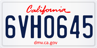 CA license plate 6VHO645