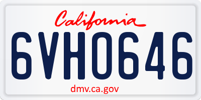 CA license plate 6VHO646