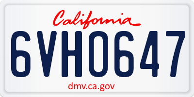 CA license plate 6VHO647
