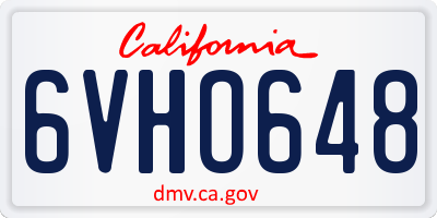CA license plate 6VHO648