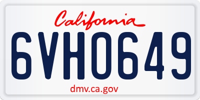 CA license plate 6VHO649