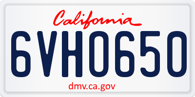 CA license plate 6VHO650