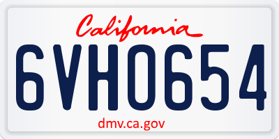 CA license plate 6VHO654