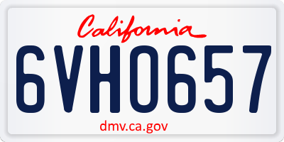 CA license plate 6VHO657
