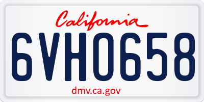 CA license plate 6VHO658