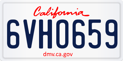 CA license plate 6VHO659