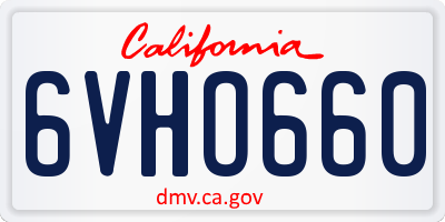 CA license plate 6VHO660