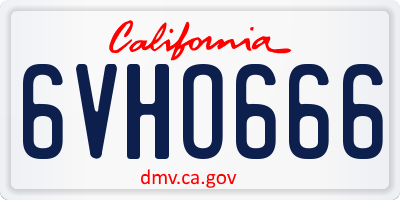 CA license plate 6VHO666