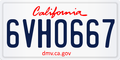 CA license plate 6VHO667