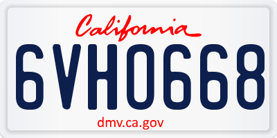 CA license plate 6VHO668