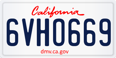 CA license plate 6VHO669