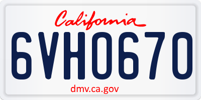 CA license plate 6VHO670